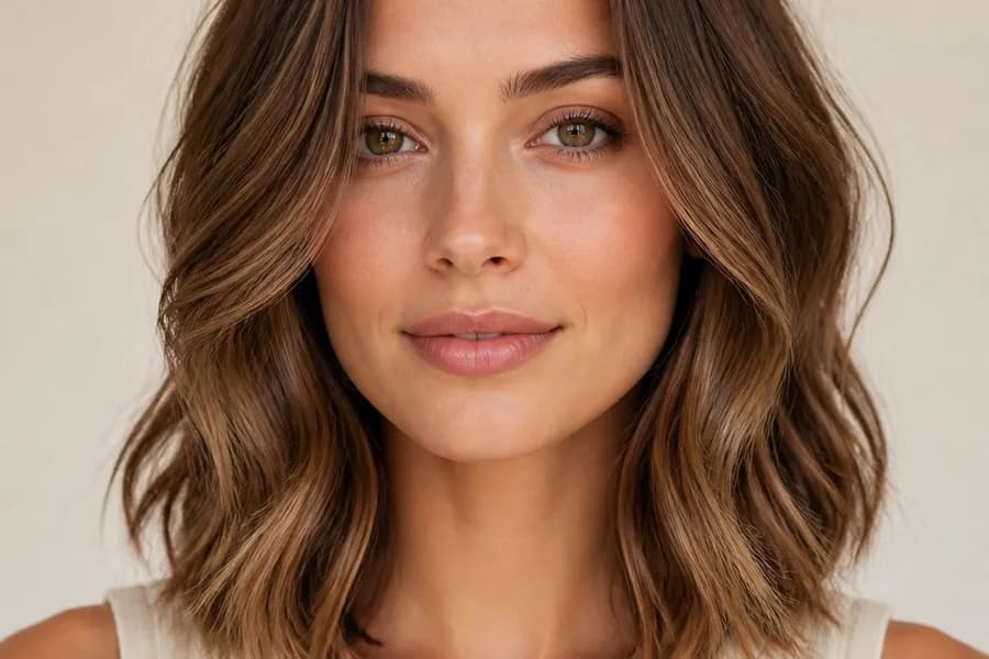 shoulder length waves for oval face