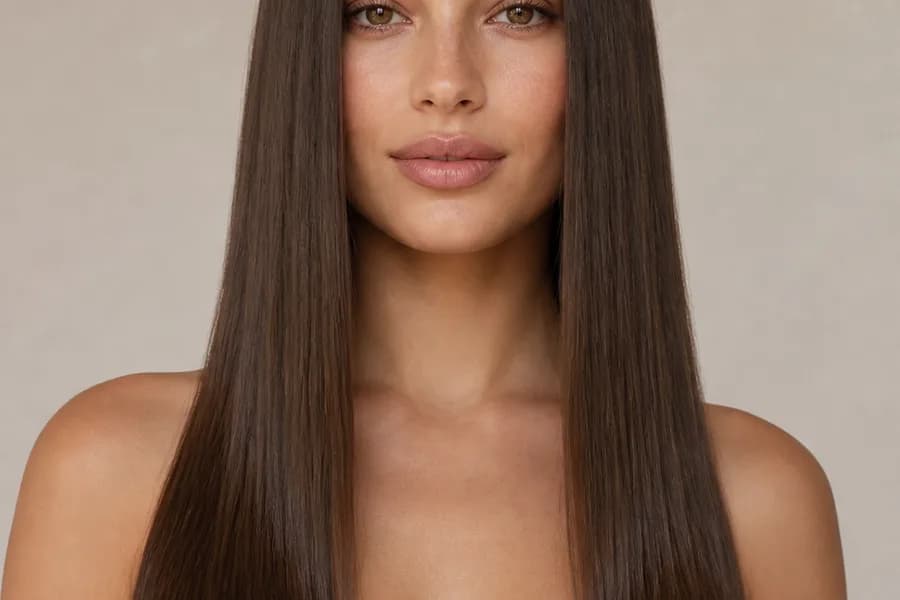 sleek blunt cut for oval face